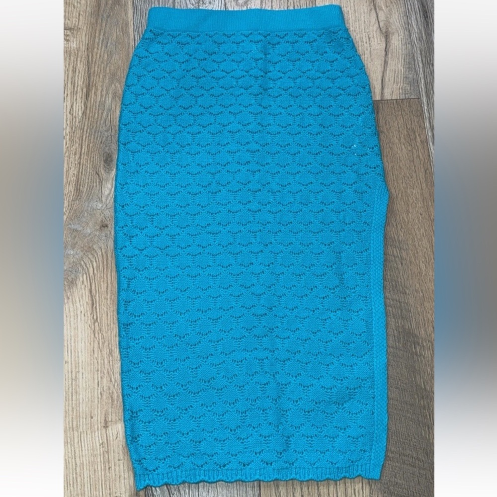 ASOS Petite Blue Textured Pencil Skirt